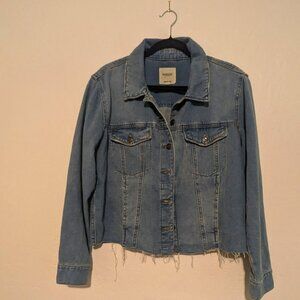 Kensie Jean Frayed Hem Boyfriend Denim Jacket